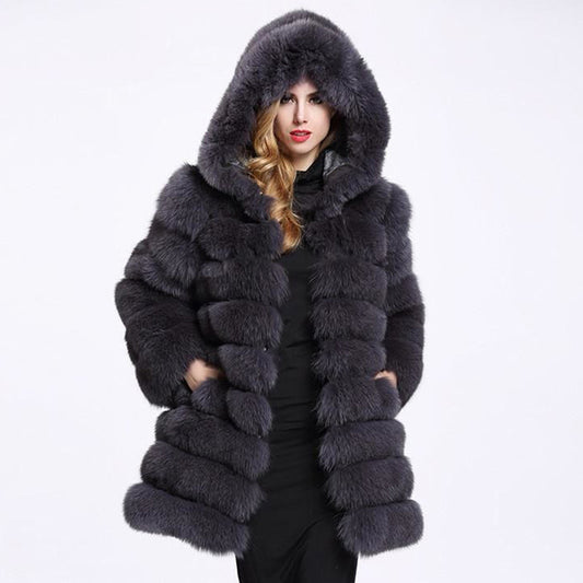 European And American Fox Fur Coat Women's Mid-length