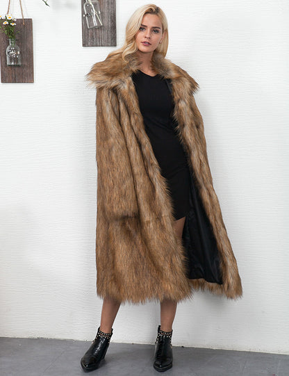 Long Women's Fur Coat Popular In Europe And America