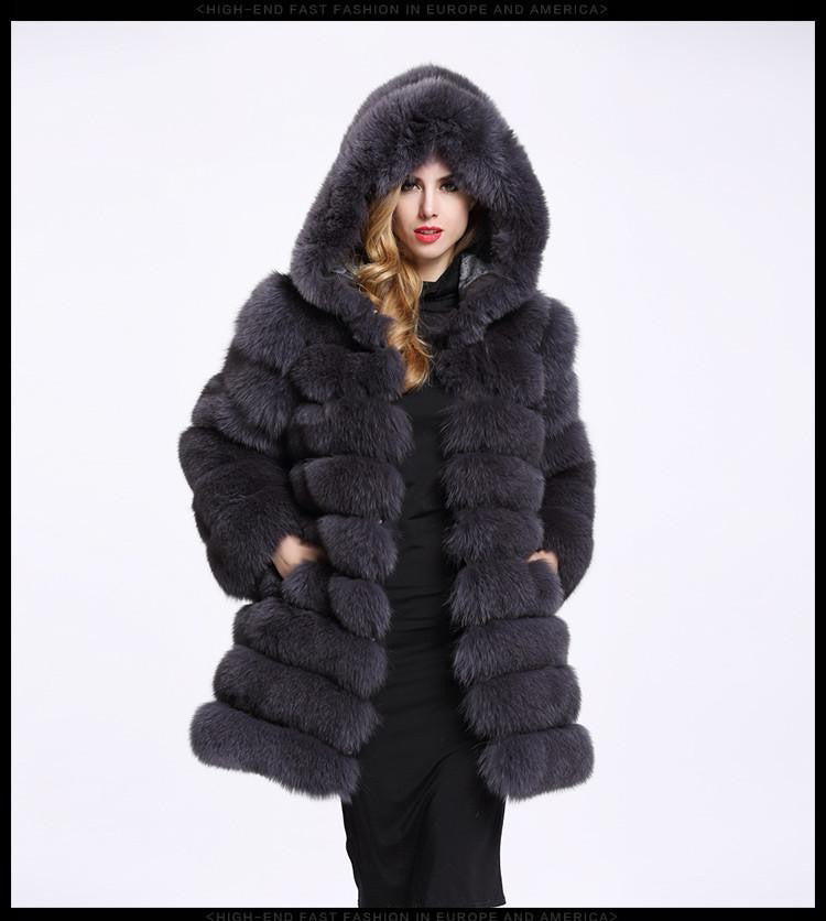 European And American Fox Fur Coat Women's Mid-length